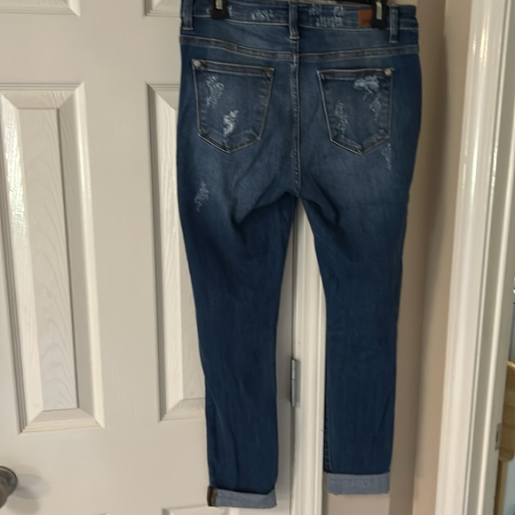 judie blue distressed/ cut out with  leopard print - Picture 5 of 6